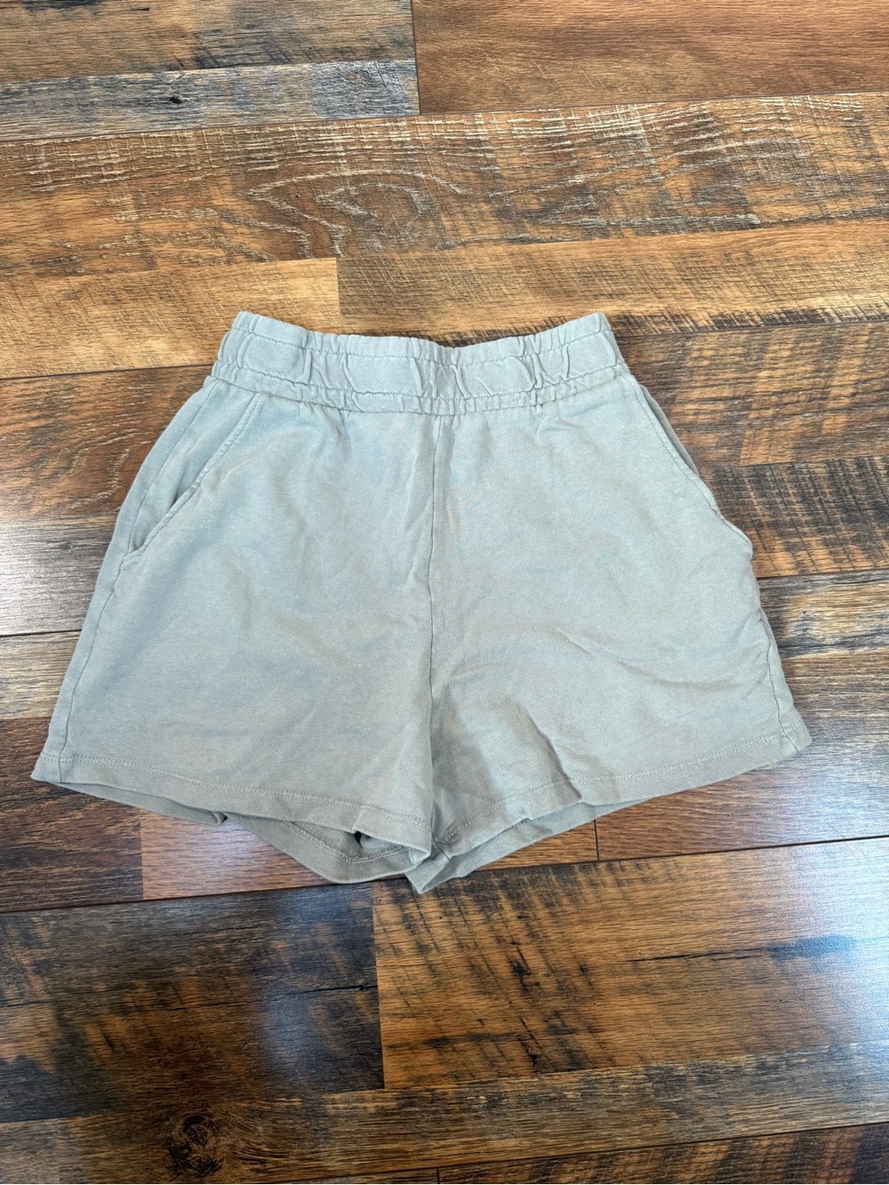 Zara Beige High-Waist Lounge Terrycloth Shorts
